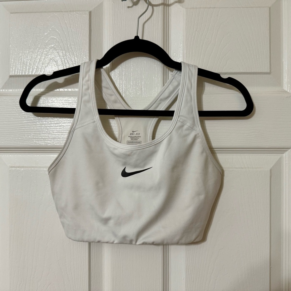 Nike White Sports Bra Medium Support